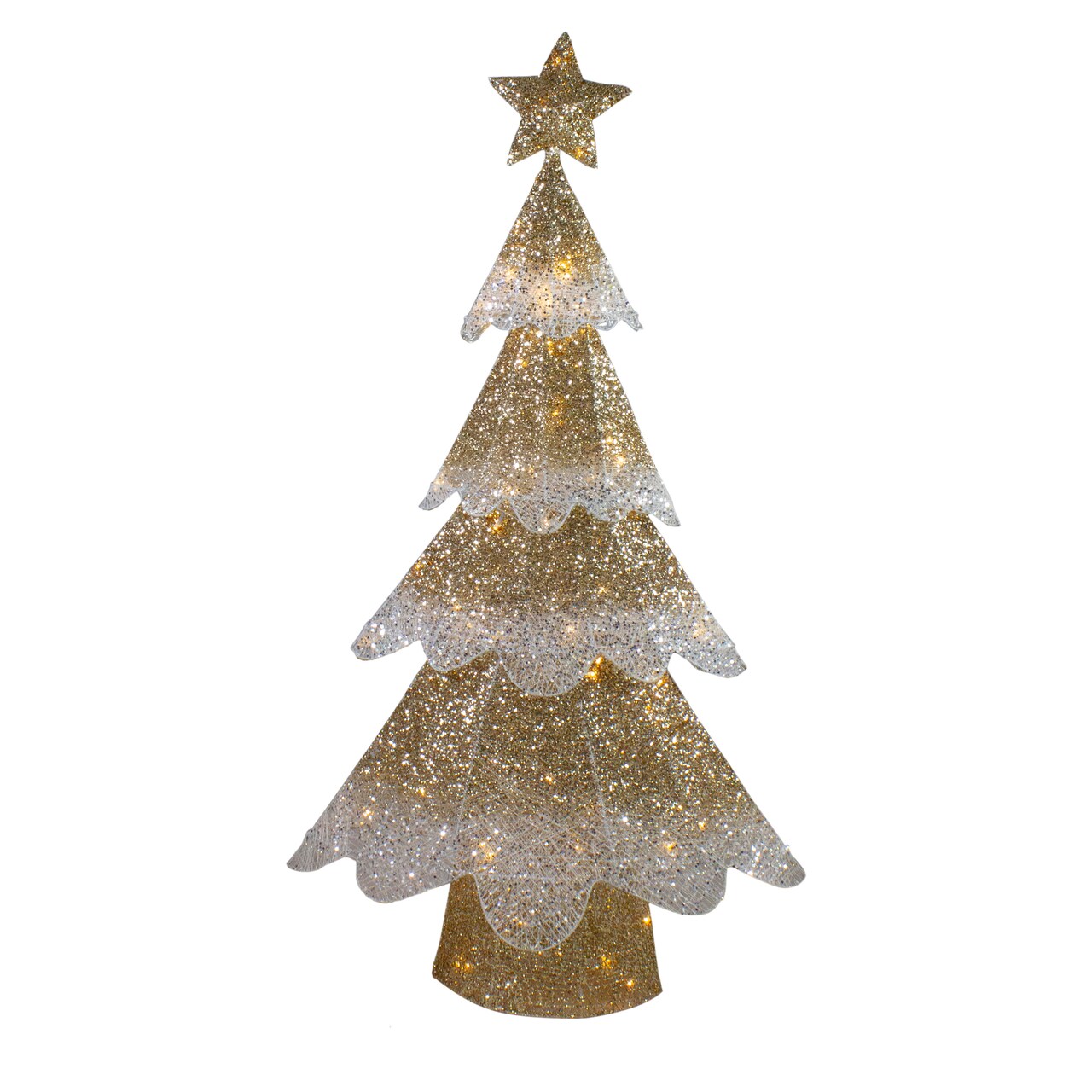 Northlight 46" LED Lighted Gold Mesh Christmas Tree Outdoor Decoration